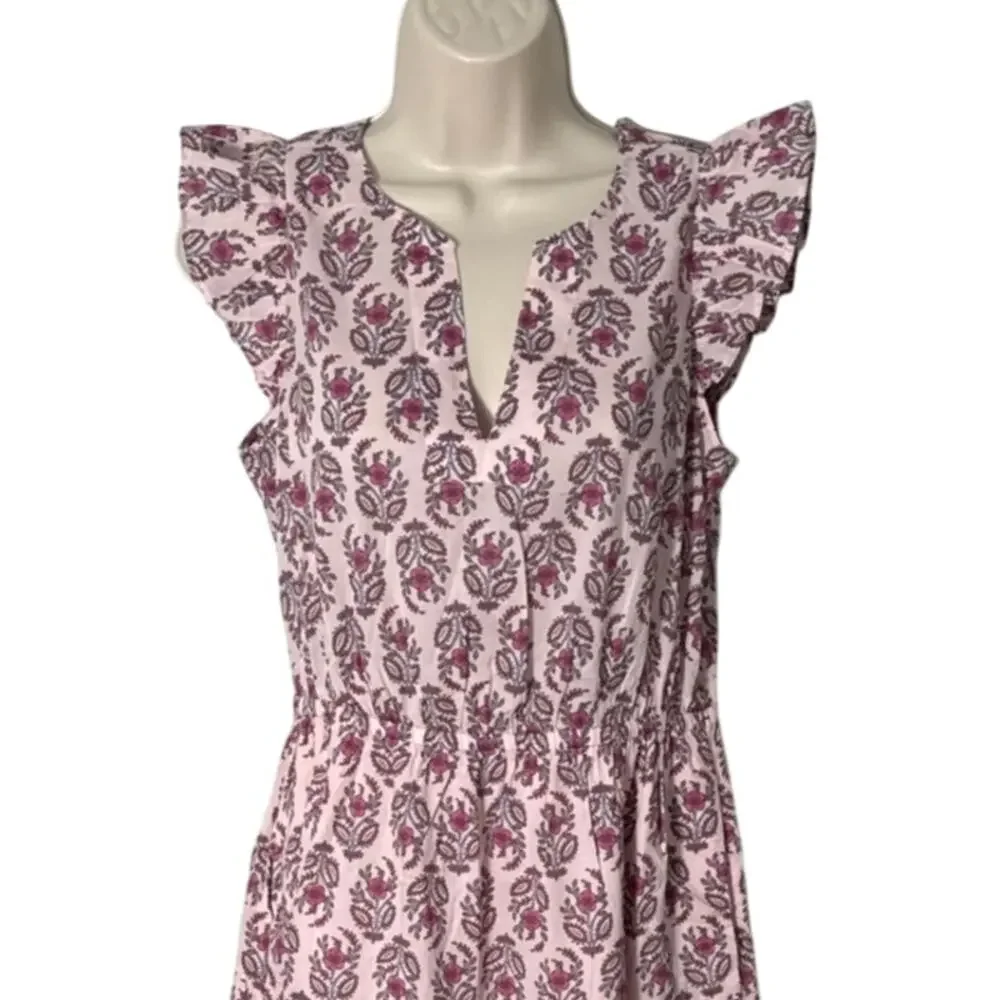 NWT J. Crew‎ Ruffle Sleeve Floral Print Cottagecore Midi Dress Size 2